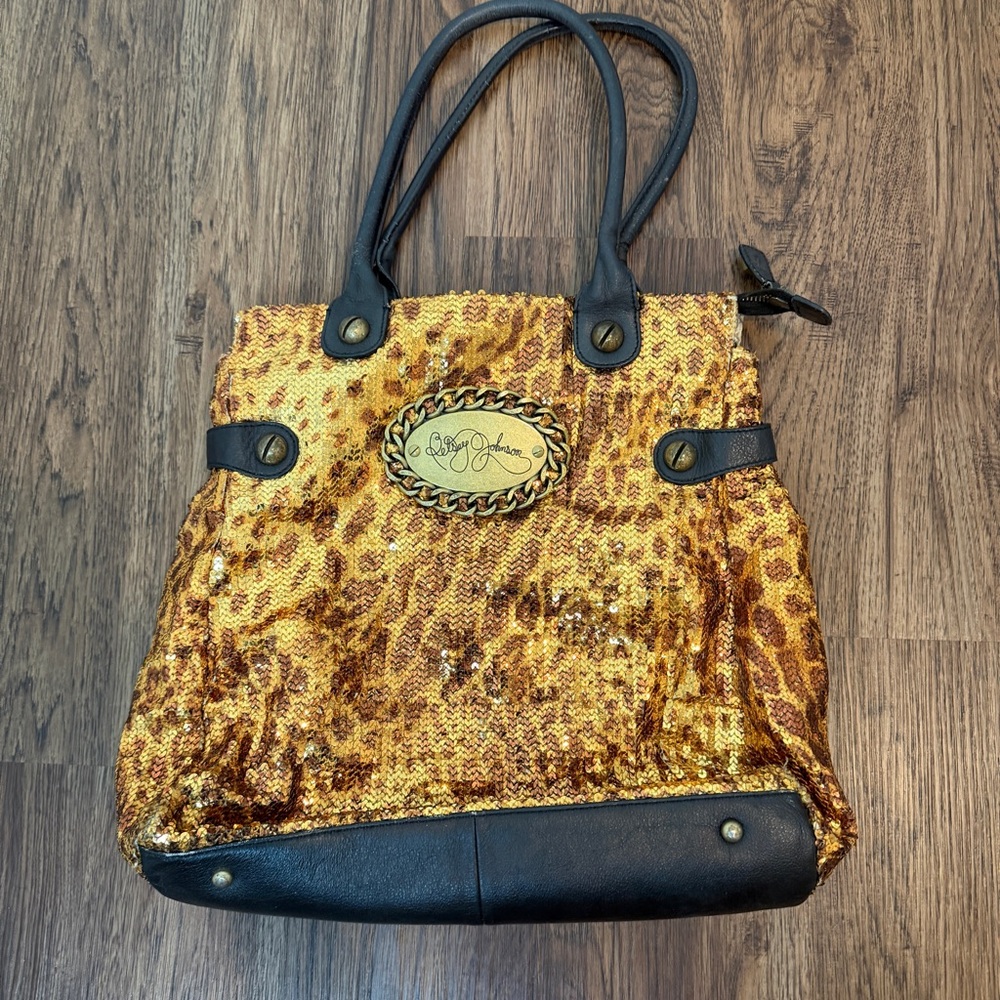 Rare Vintage Betsey Johnson Sequined Leopard Print Purse